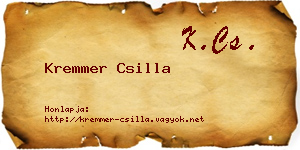 Kremmer Csilla névjegykártya